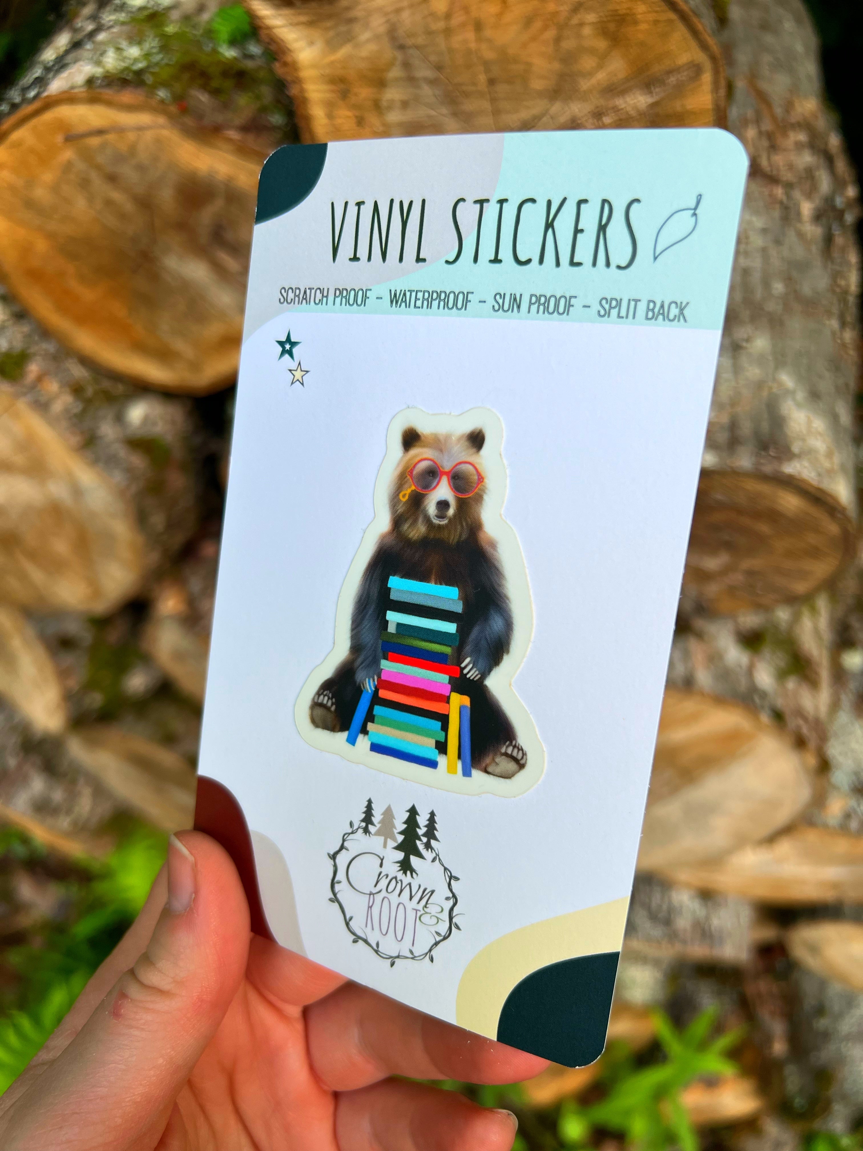 THE BOOK BEAR Sticker – Crown and Root